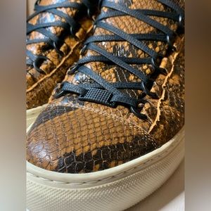 BALENCIAGA Pelle S. Gomm Arena Python Beige Leather Sneakers Men's Size 41